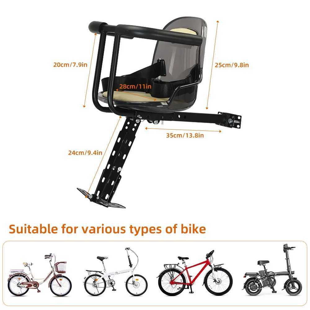 Front Mount Kids Bike Seat Mountain Bike Child Safety Seat with Guardrail and Safety Bicycle Seat Belt Bike Accessories R250520