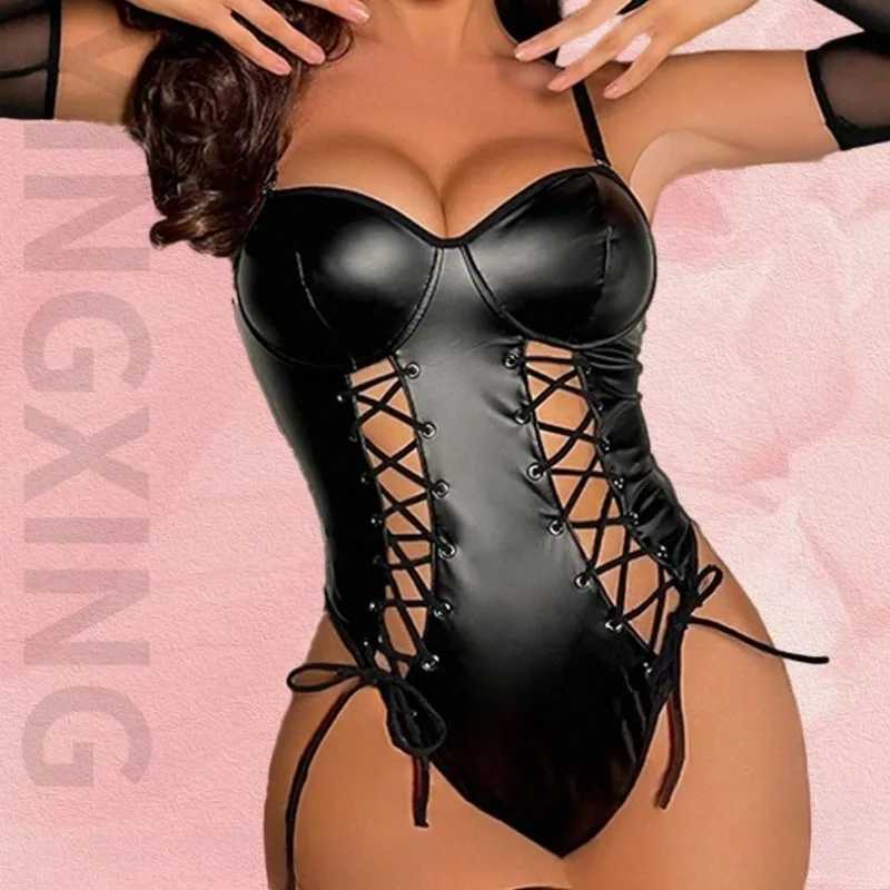 Sexy Lingerie Onesie Suit for Women Solid Color Lace Up Hollow Out See-through Womens Backless Underwear Suit Sexy Set R250520