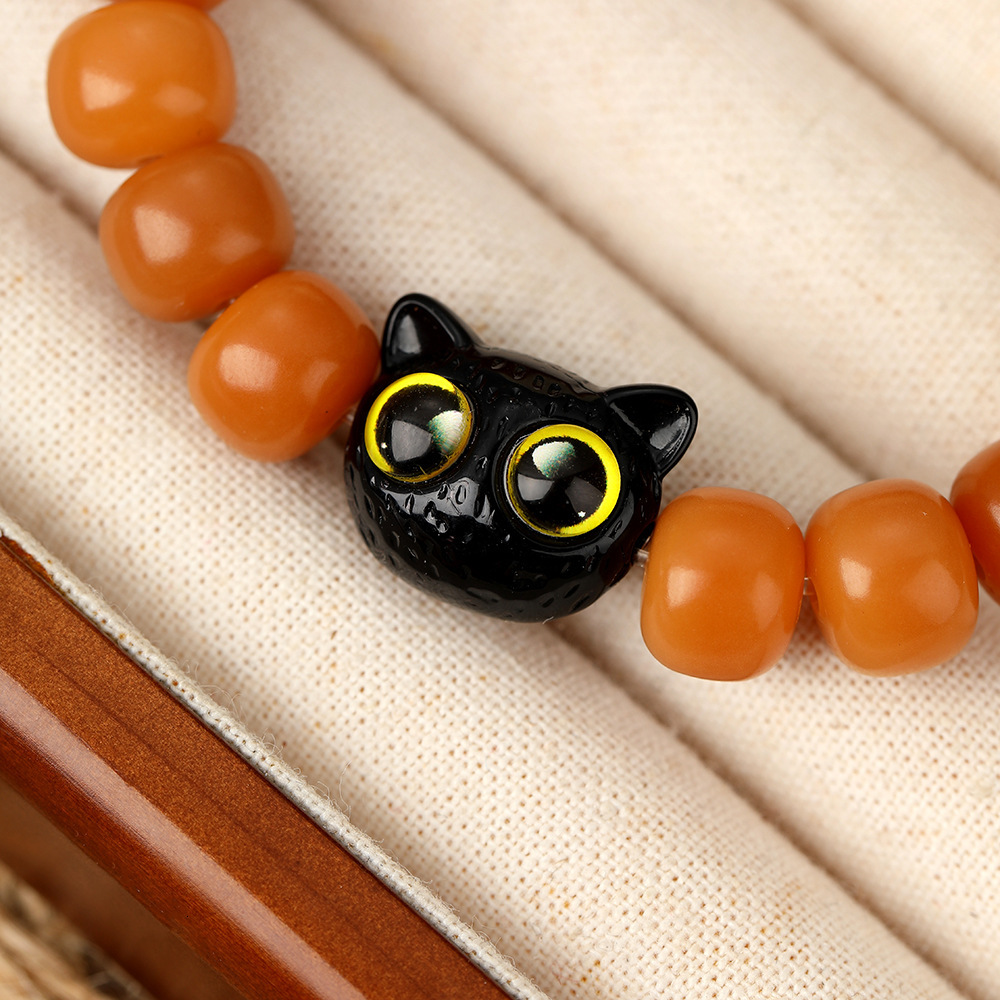 Sandalwood Hand Cartoon Fashion Bracelet Female Bodyguard Couple's Cat Head Jewelry Bead String Cultural Play