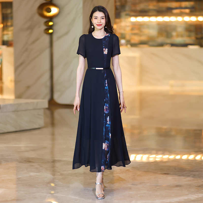 elegant sophisticated dresses with a highend feel summer shortsleeved highwaisted printed maxi onepiece dresses for women floorlength