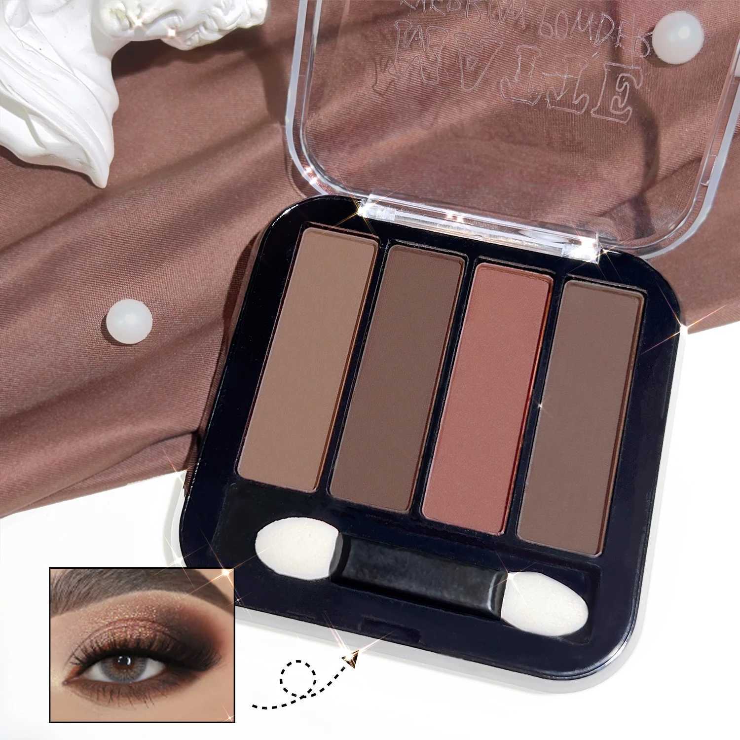 4-color matte eyeshadow palette brown nude pink tone low saturation daily commuter makeup eyeshadowXJ250520
