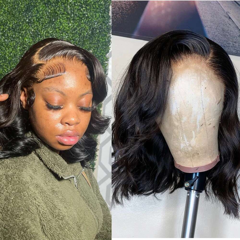Glueless Loose Bob Wig 13X4 HD Transparent Lace Front Preplucked Body Wave Short Wigs Human Hair For Women