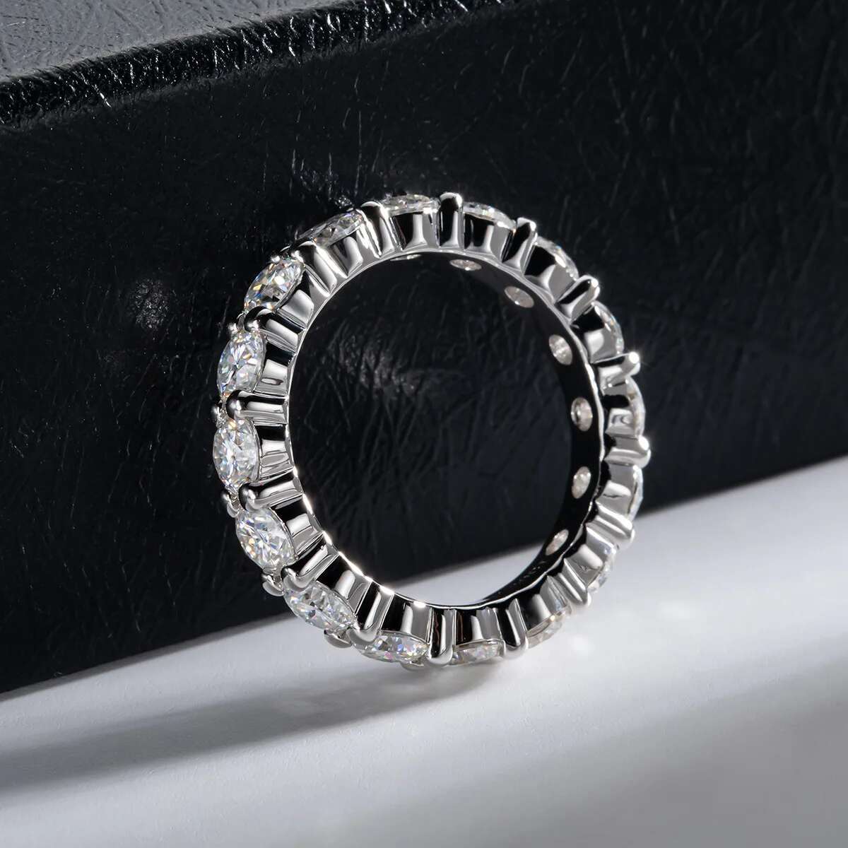 COSFIX Jewel 4mm 5ct D Color Moissanite Wedding Band Ring 925 Silver Full Eternity Band Engagement Rings For Women Wholesale