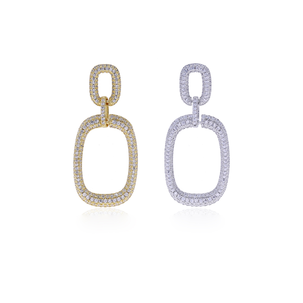 2025 NEW Fashion Minimalist Geometric Square Cubic Zirconia Big Huggies Hoop Earrings for Women Gold Color Wedding Jewelry Gift