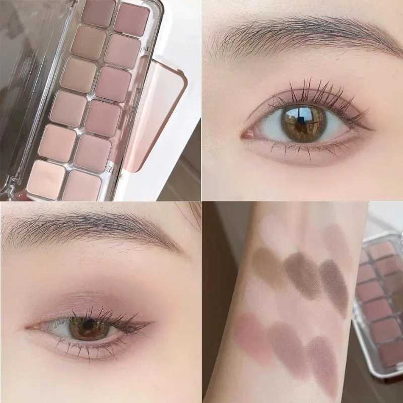 Cool Tone Eye Shadow Low Saturation Matte Eyeshadow Palette Nude Pure Colol Eye Pigment Korean 12 Colors Makeup ProductsXJ250520