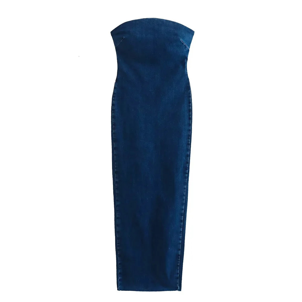 UNIZERA Womens One Word Neck strapless tight fitting and slimming denim dress for spring summer womens clothing 250520