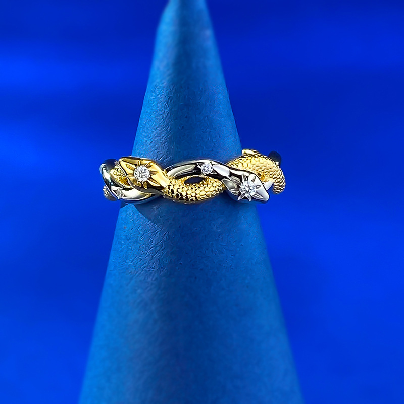 Unique Dual Tone Coiling Snakeskin Style Bracelet by Premium S925 Silver
