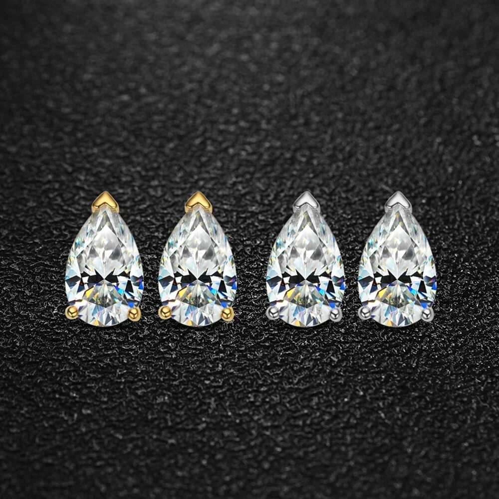 Pear Cut Moissanite Earrings for Women GRA Certified Lab Diamond S925 Silver Plated 18k Gold Waterdrop Shape Stud Ear Jewelry