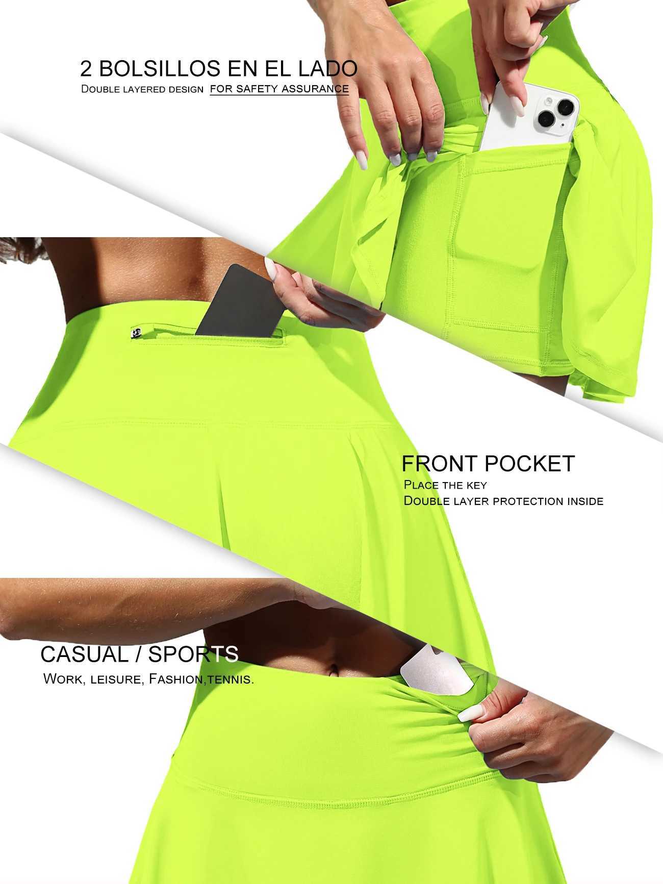 CHRLEISURE Pleated Sports Shorts Skirt Woman High Waist Skinny Pockets Golf Skirt Compression Casual Running Classic ShortsXJ250520