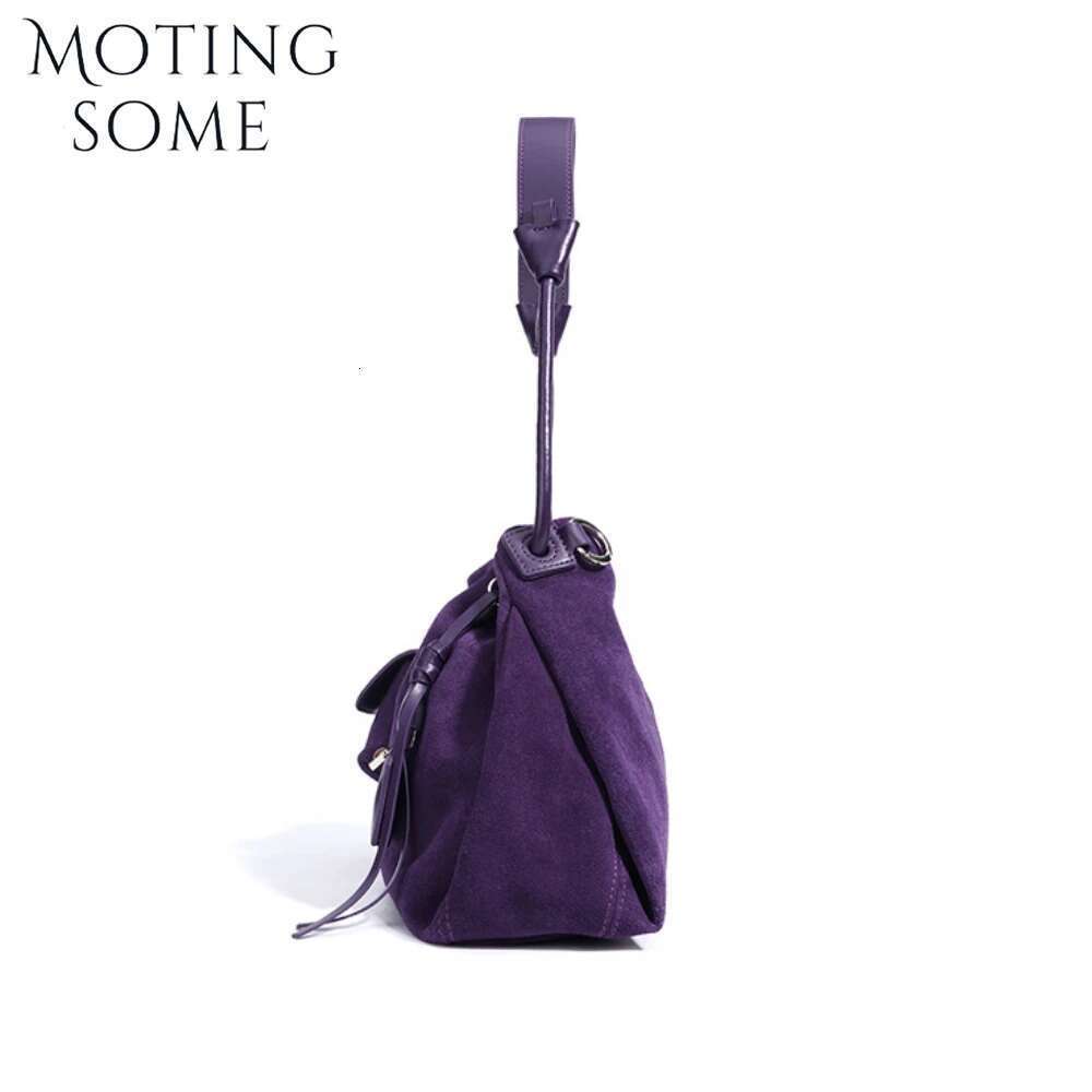 Motingsome Natural Suede Shoulder Handbag Spring Color Matte Genuine Leather Mini Bag Lady Crossbody Hobos 2025 New