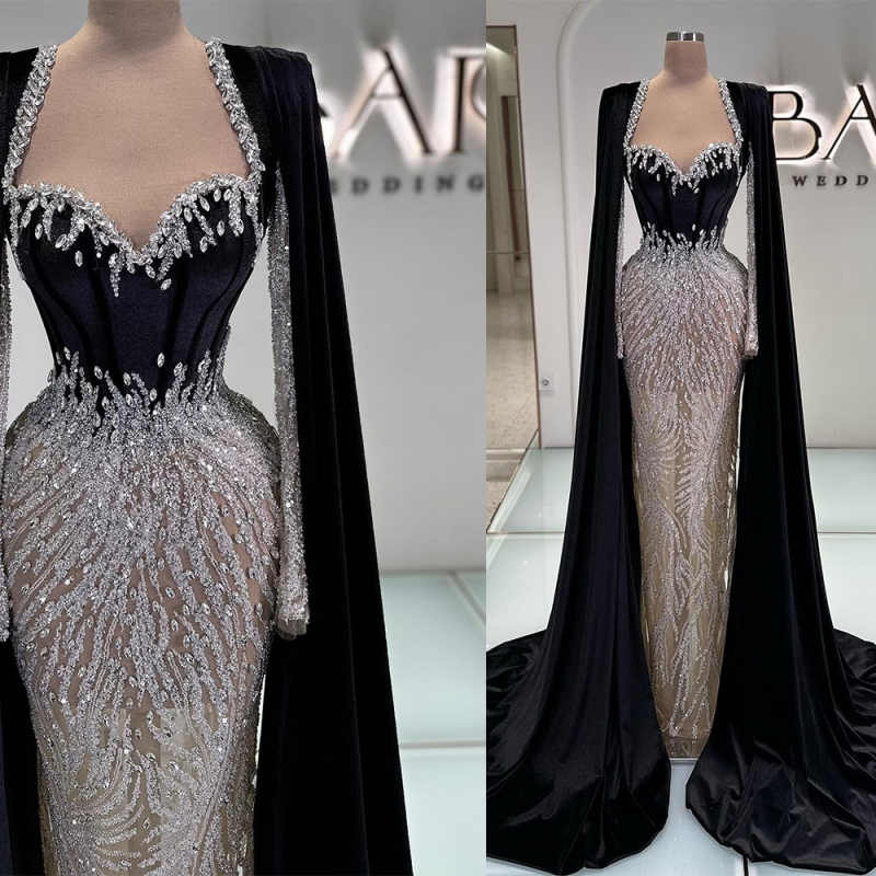 Luxury Crystals Prom Dresses New Designer Black Bling Lace Elegant Evening Gown Shiny Pageant Gown Plus Size Special Occasion Vestidos De Noche