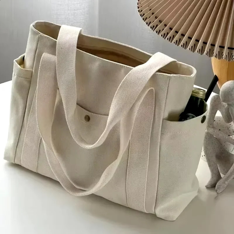 Large Capacity Canvas Tote Bags for Work Commuting Carrying Bag College Style Student Outfit Book Shoulder Bag 250516