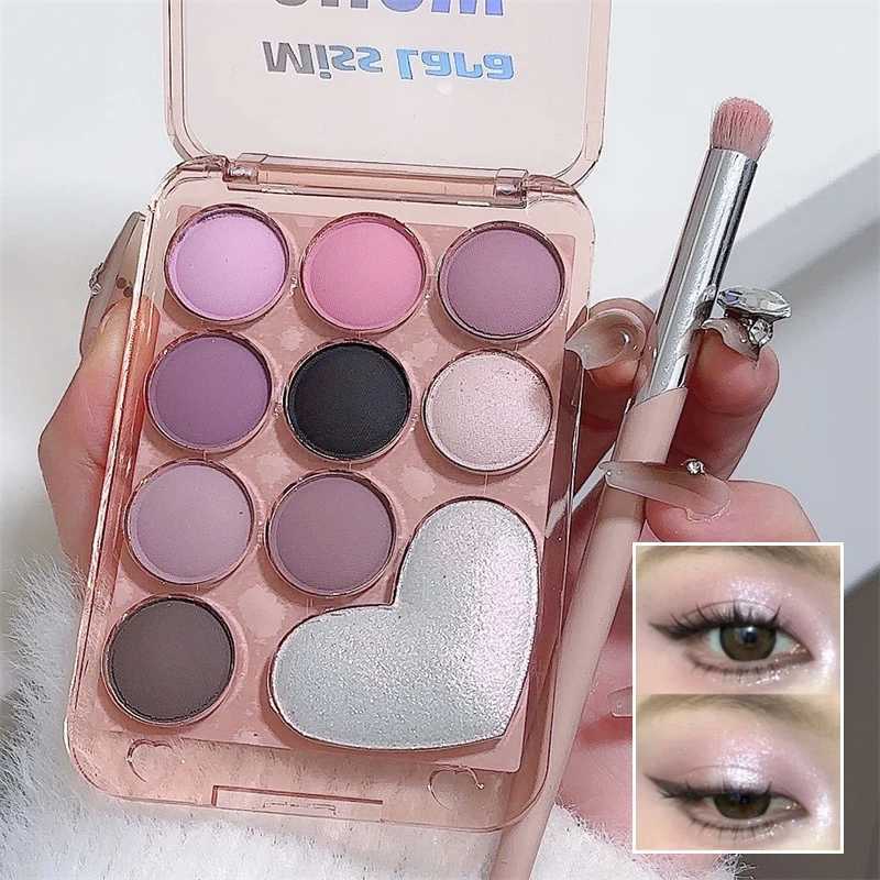 10 Color Love Eyeshadow Palette Velvet Matte and Shimmer Effect Pink Brown Eye Shadow Plate Create A Multi-Functional MakeupXJ250520