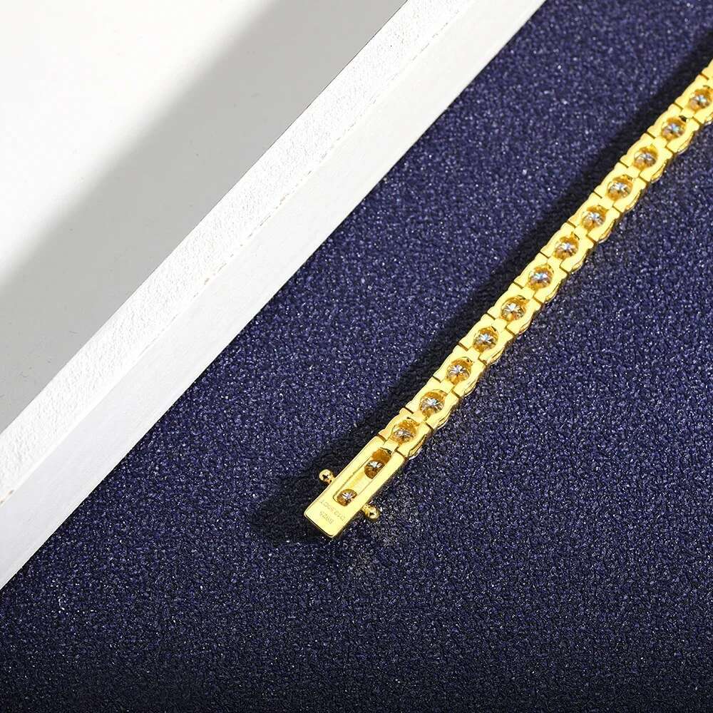 D Color VVS1 Moissanite Tennis Bracelet for Women Men Original S925 Sterling Silver 18K Gold Plated with GRA Wedding Jewelry