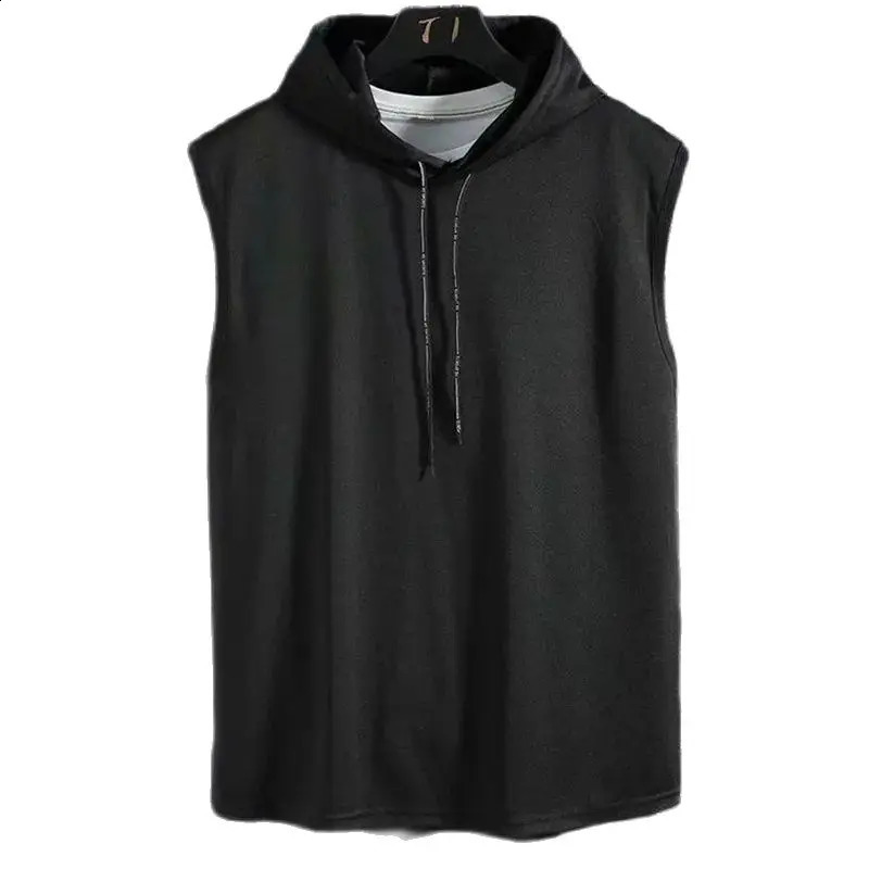 Plus Size Summer Men Clothing Tank Tops Sweatshirt Sleeveless Hoodie Vest Workout Fitness Mens T Shirt Hip Hop 250517