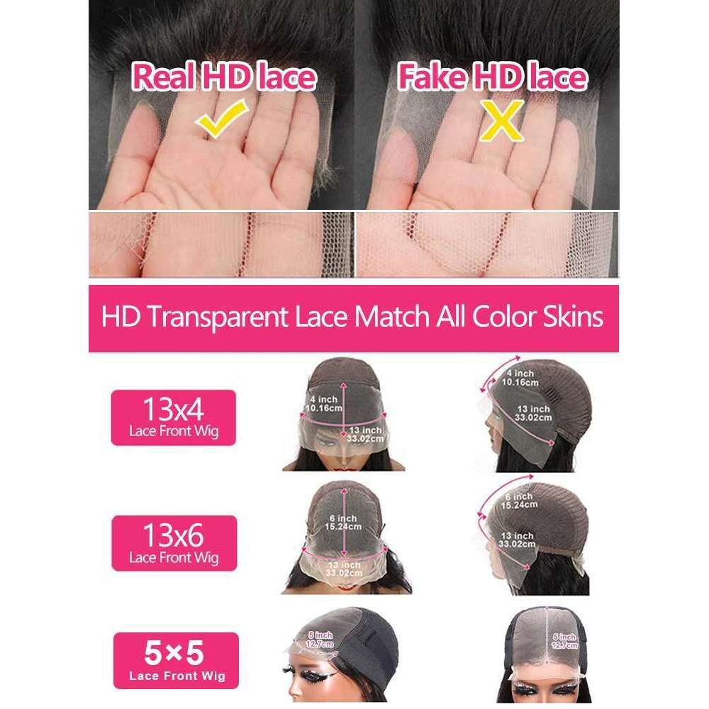 300 Density Body Wave Front 13x4 13x6 40 Inch 5x5 Closure Gluless Transparent Human Hair Lace Frontal Wig Sale