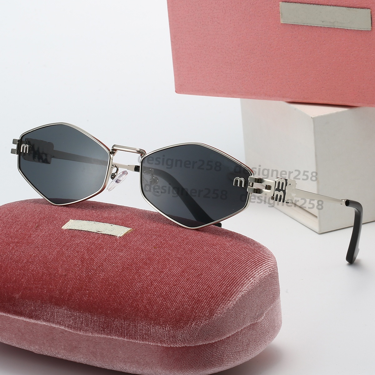 designer sunglasses New Trends polygon Cat Eye Sunglasses Women Luxury Brand Quality Metal Frame Fashion Sun Glasses monogram glasses With box sunglass