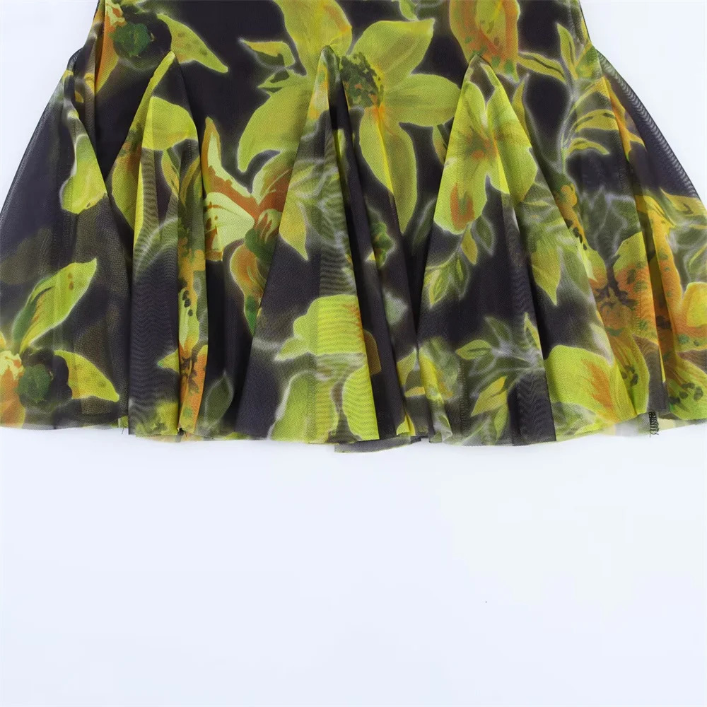 UNIZERA Womens Printed Silk Mesh Dress Mini Skirt SpringSummer Product Casual Wear 250520