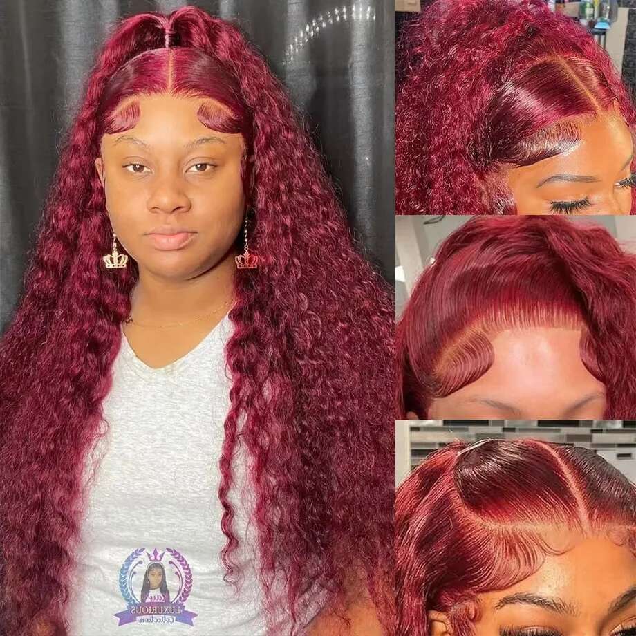 Bury Curly 13x6 Hd Lace Frontal Human Hair 100% Brazilian 13x4 Water Deep Wave 99J Red Colored Wig For Women 30 36 Inch