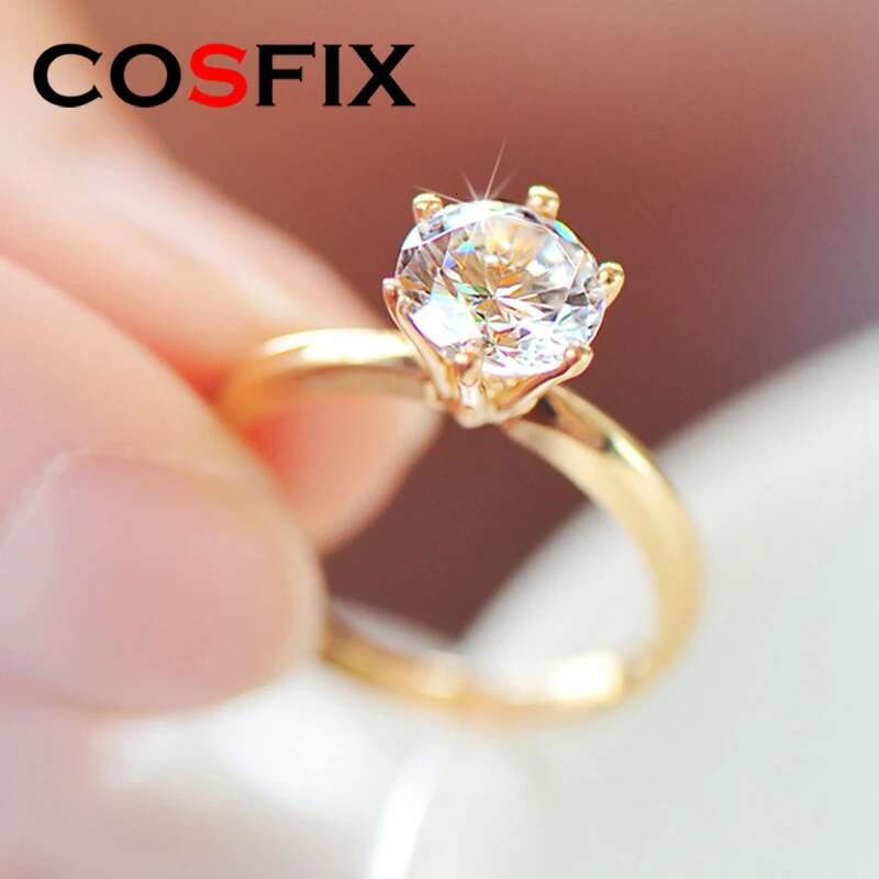 D Color Women Moissanite Ring s925 Silver 1-3ct Moissanite Ring for Women Luxury Yellow Six Claws Women Moissanite Rings 2023