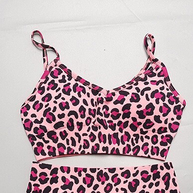 New leopard print yoga vest sexy back fitness strap shock-absorbing high-strength sports bra for women