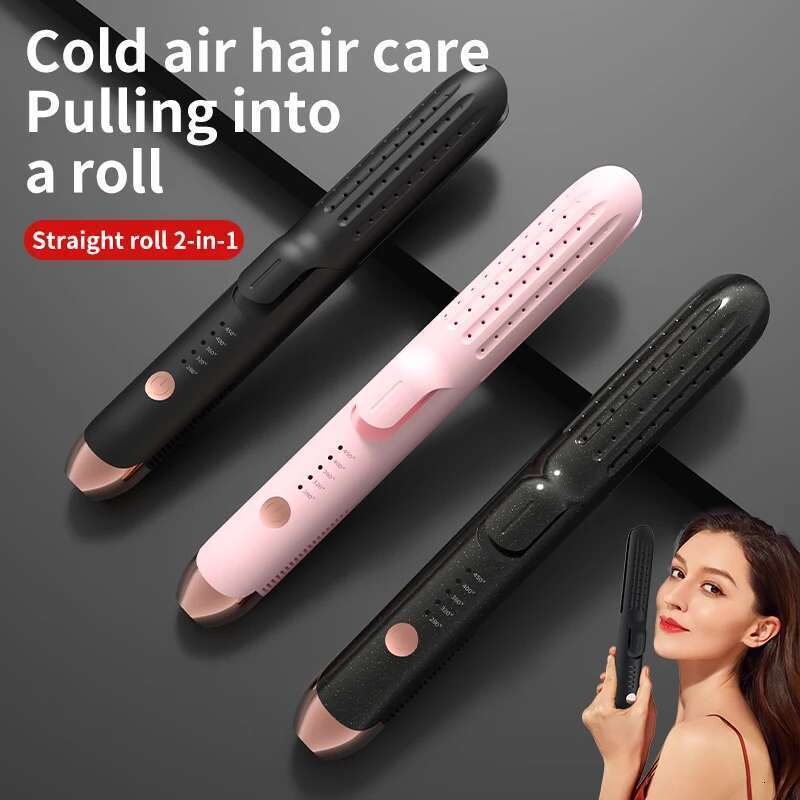 2-in-1 Curling Wand & Flat Iron Hair Straightener with Negative Ions Styling Tool for Professional Salon Straighten
