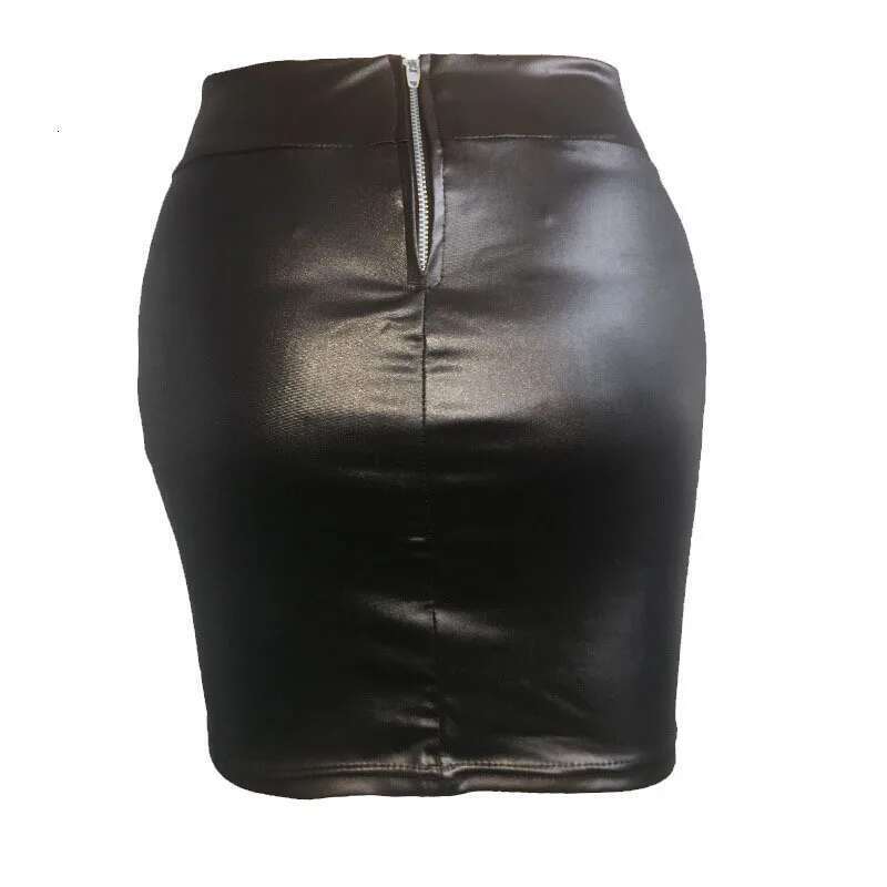 Women Mini Solid Color High Waist Slim Fit Skinny Matte Faux Leather Cozy Commuter Bodycon Skirt Streetwear