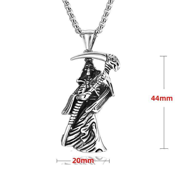 Death's Scythe Grim Reaper Pendant Stainless Steel Santa Muerte God of Death Necklace