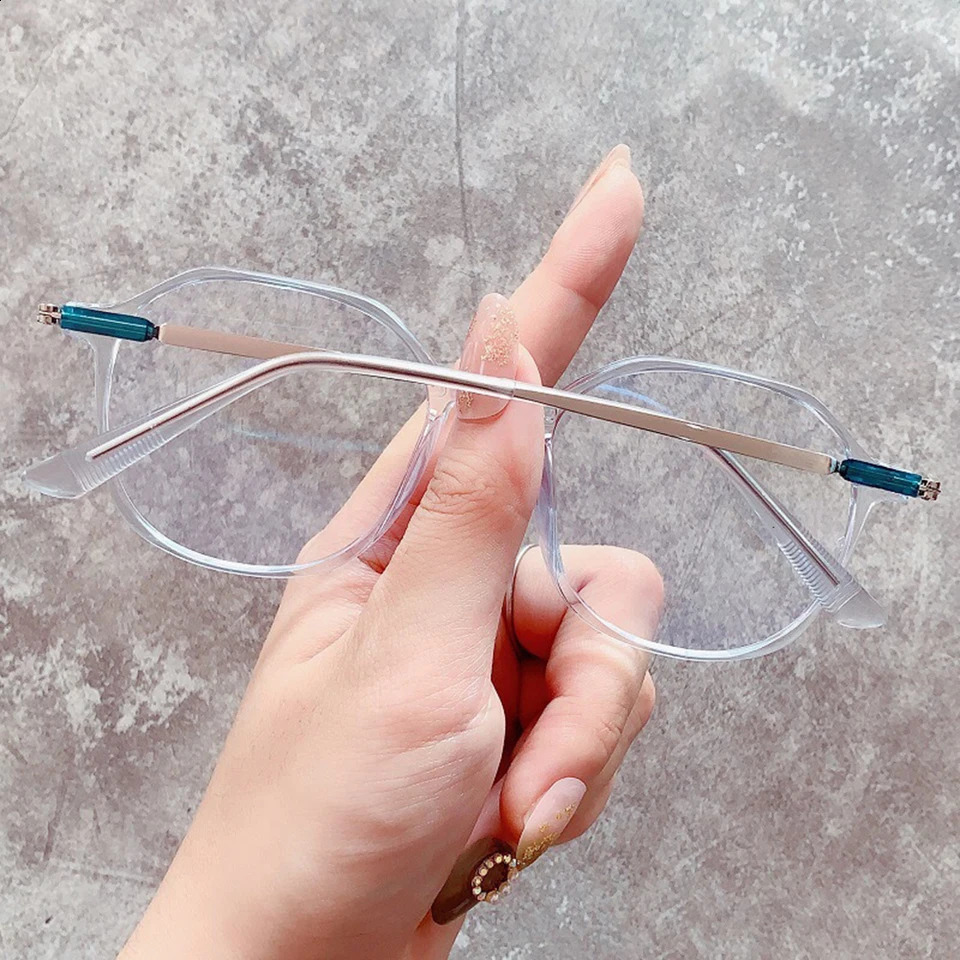 Fashion Anti Blue Light Blocking Eyewear Women Acetate Round Frame Optical Spectacle Female Multisided Eyeglass 250515