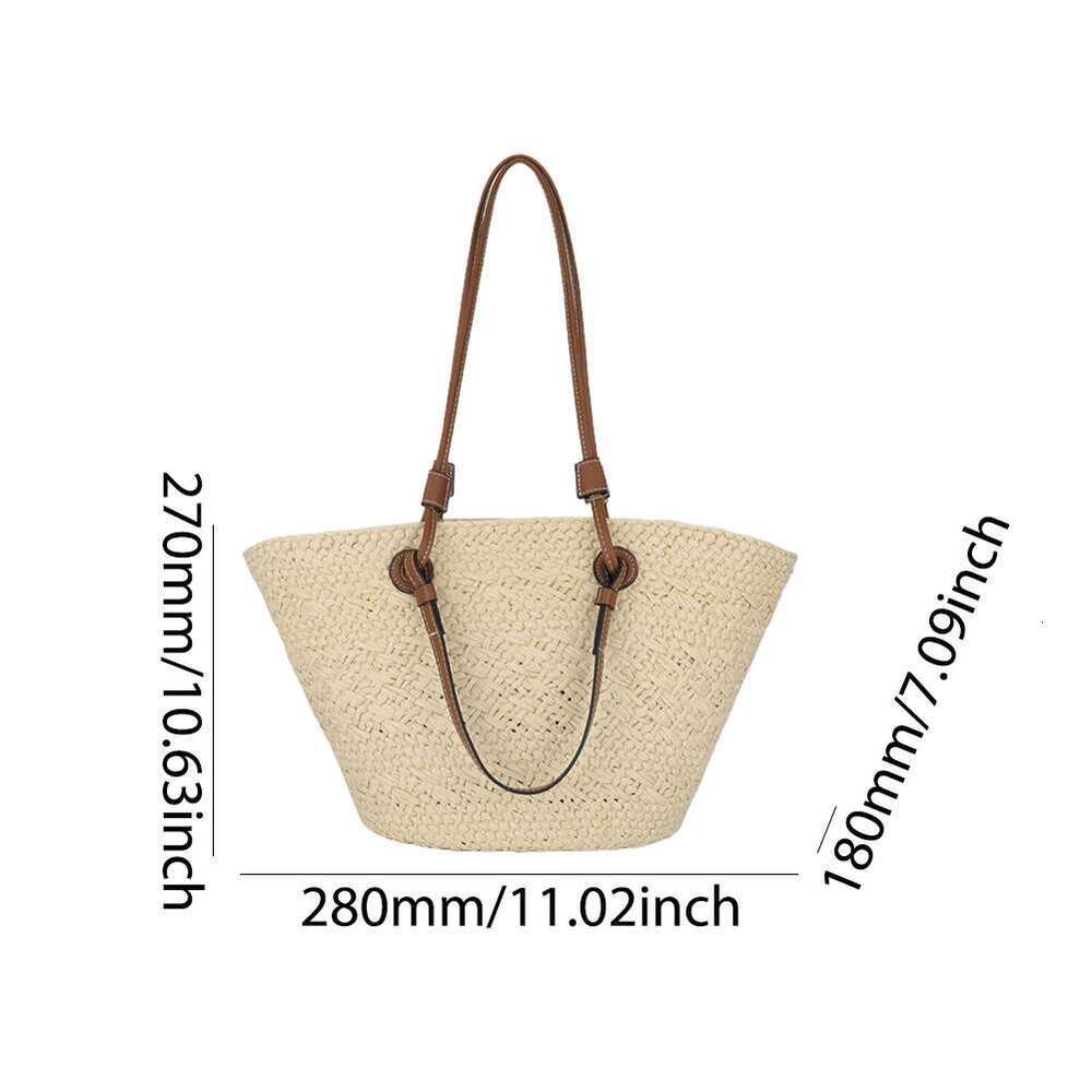 Straw Woven Shoulder For Women's Summer Large Capacity Weaving Tote Bag Ladies Stylish Beach Handbags Bohemian Knitting Bags