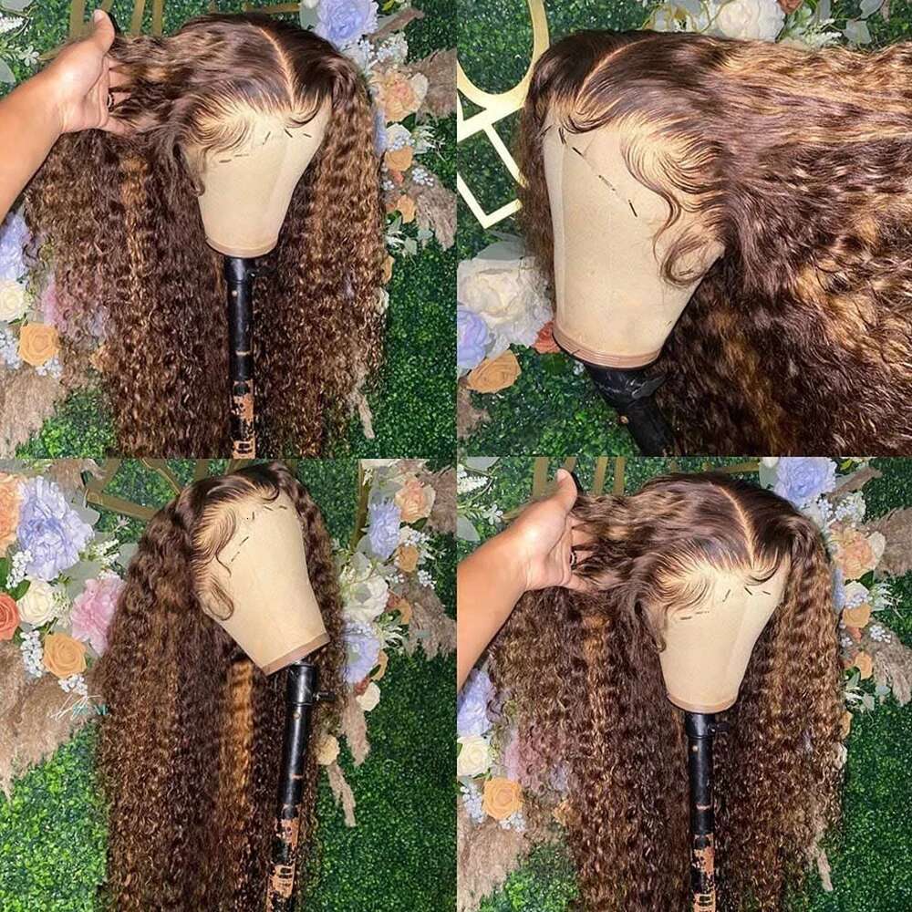 Highlight Honey Blonde Front Wigs 13x4 13x6 HD Lace Frontal Brazilian Glueless Curly Human Hair Wig Sale