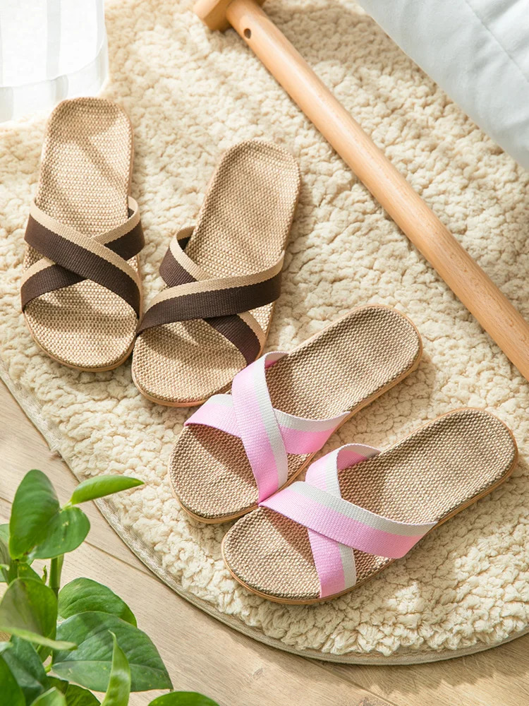 Home slippers for women anti slip flooring for summer indoor linen slippers for men home linen slippers cool slippers 250519