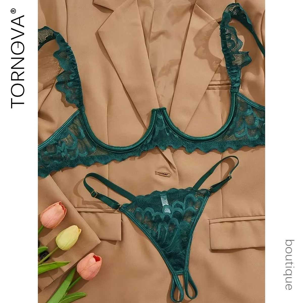Piece Set Sexy Interesting Underwear Set for Women Solid Color Lace Mesh See-through Bra Exotic Sexy Lingerie Set New R250520