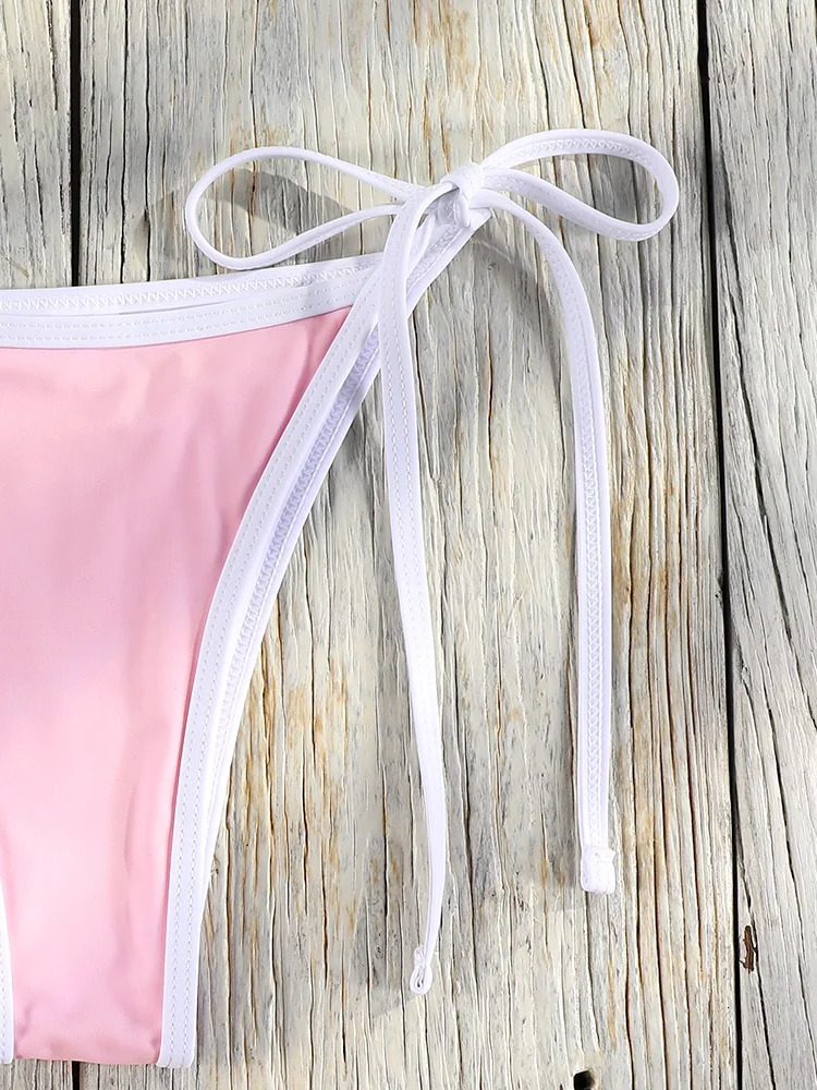 ZRTAK Pink Bikini Sets Patchwork Swimsuit Bandeau Womens Swimwear 2025 Low Waist Biquinis Women Bathing Suit Sexy Bikinis 250516