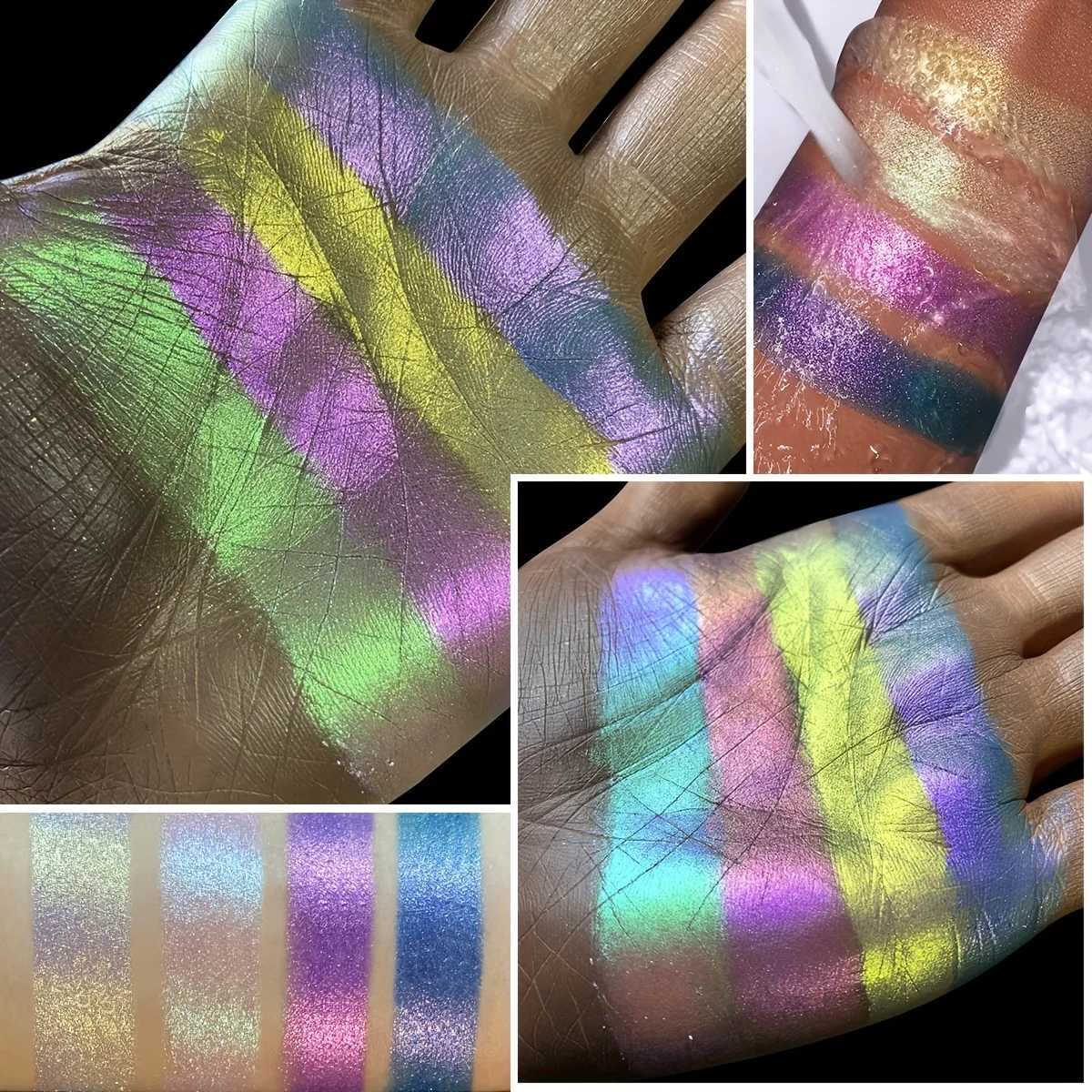 Shimmering Chromatic Magic 4-Pan Chameleon Flash Eyeshadow Palette Optical Shift Diamond Sparkle Versatile Makeup W250520
