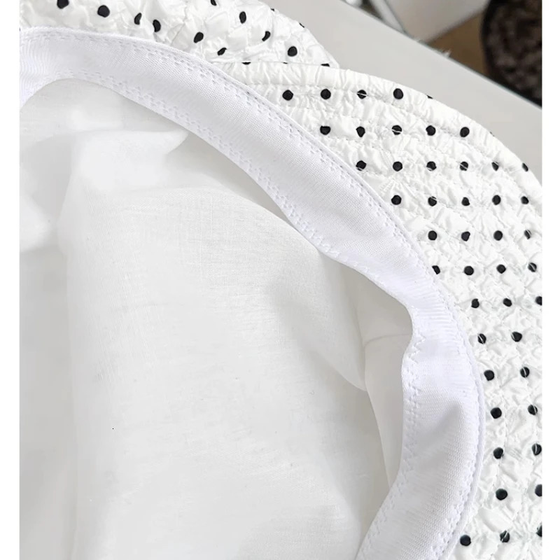 Ins Fashion Polka Dot Print Oversized Cloud Octagonal Hats Women Summer Thin Breathable Versatile Show Face Small Berets Cap Y2k 250520