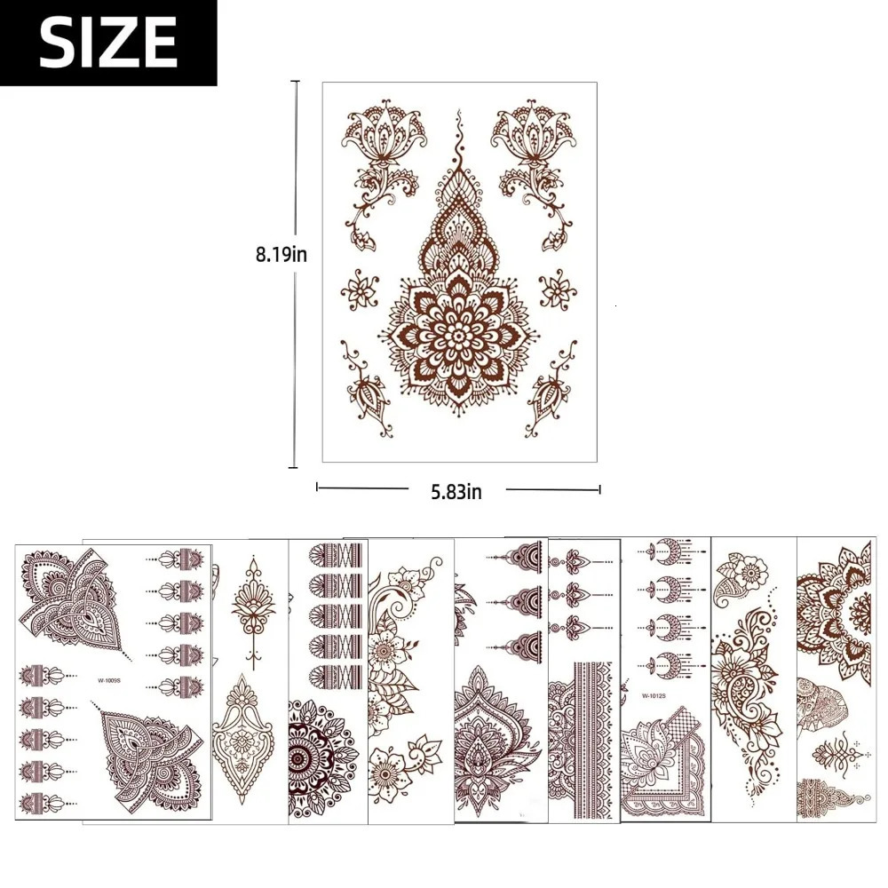 10 Pieces Henna Tattoo Set Temporary Tattoo Stickers Lace Pattern Fake Tattoo Henna Stickers 250515