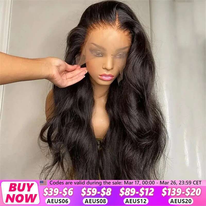 Brazilian 180 Density Body Wave 13X4 13x6 HD Transparent Front Human Hair Wigs For Women 32 34 Inch 360 Full Lace Wig