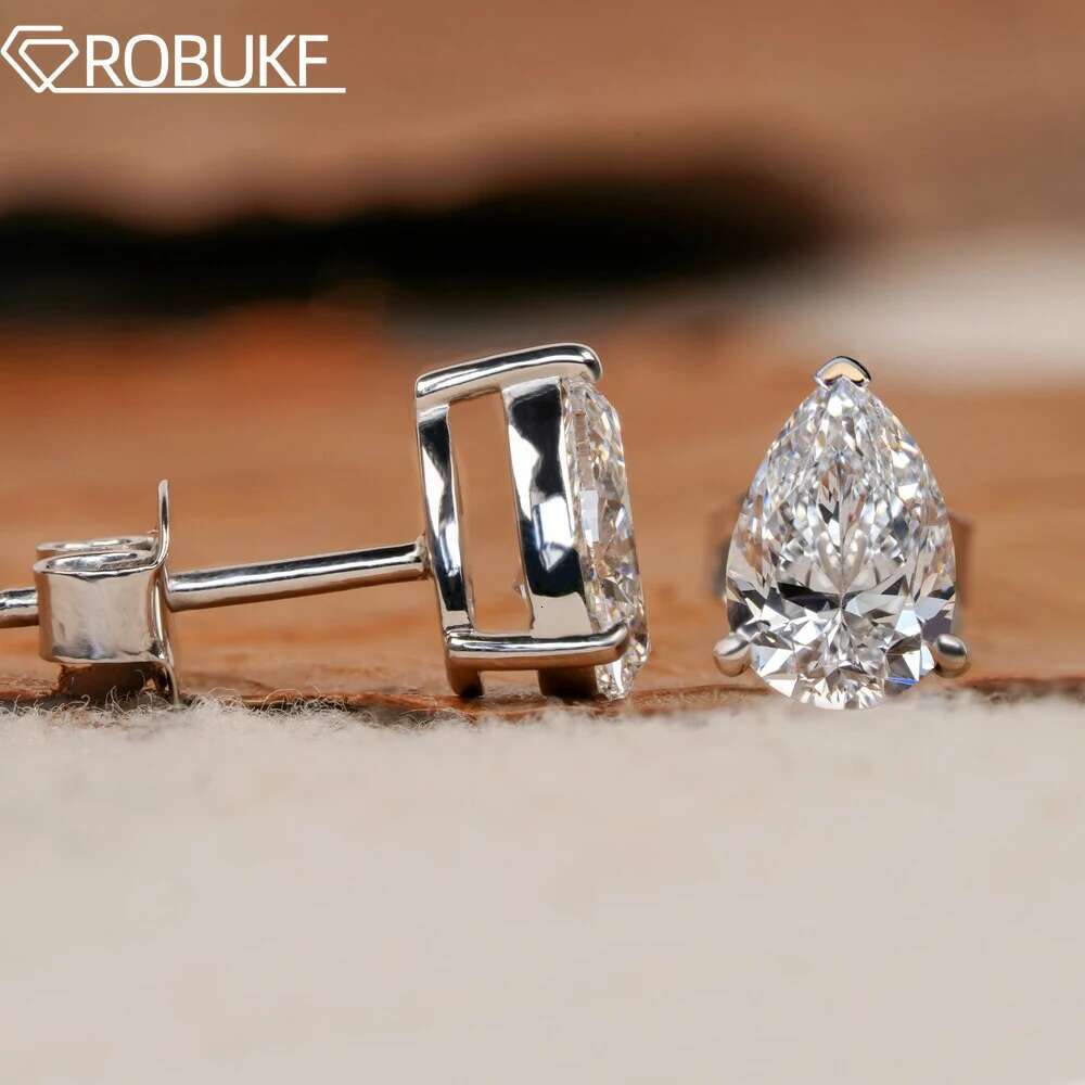 1/2/4ct Waterdrop Shape Moissanite Earrings For Women Pear Cut Lab Dia with Certificate S Sier Stud Ear Wedding Jewelry