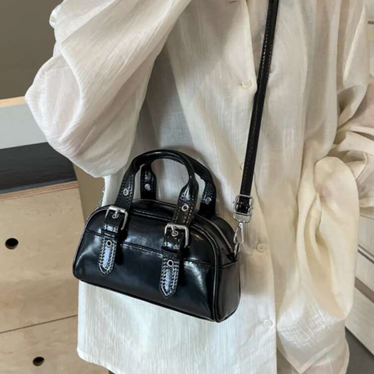 Women's Handbag PU Glossy Leather Boston Fashion Designer Shoulder Ladies Mini Tote Purse Female Crossbody Messenger Bag