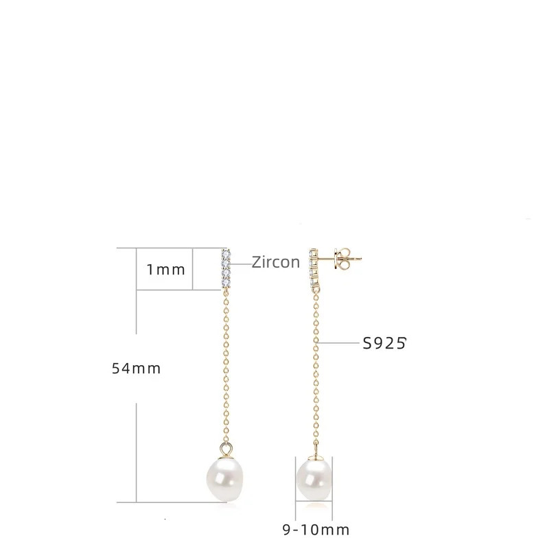 Anziw 8-9mm Baroque Natural Freshwater Pearls Drop Dangle Earrings for Women 925 Sterling Silver 2.2mm Zircon Stud Earrings 250520