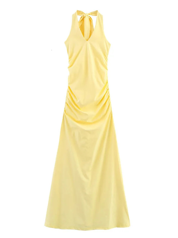 TFMLN Summer Women Solid Halter Dress Fashion Off Shoulder Backless Slim Party Sexy Sleeveless Date Night 250520