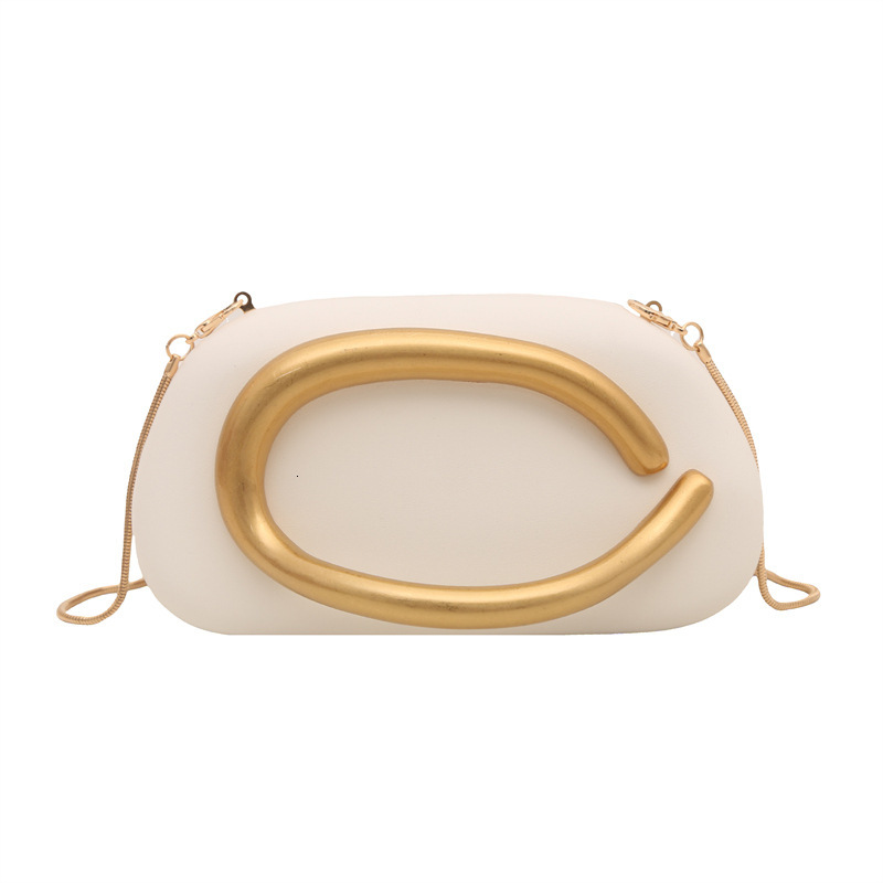 2025 New PU Handbag Metal Decorative Wrist Personalized Evening Dress Chain Crossbody Bag for Women