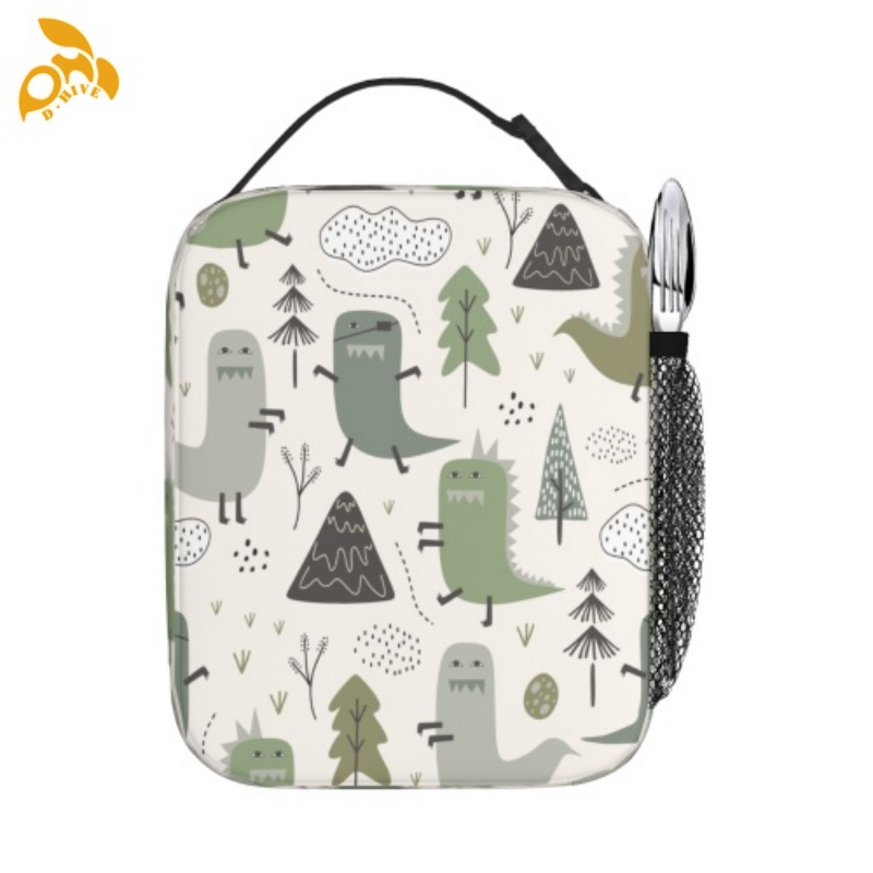 Free shipping. Top designer custom-made round beige, white and black semi-long lightweight portable hand-held insulated lunch bag