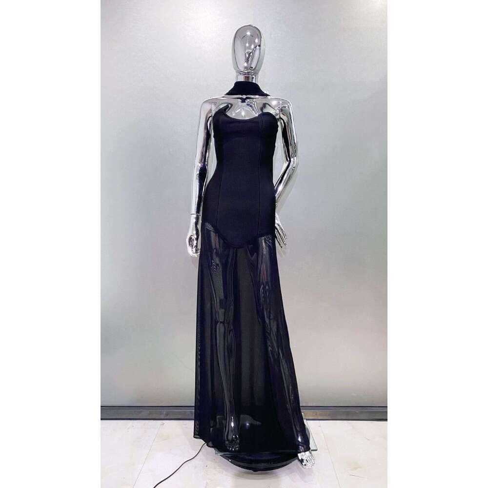 Halter Dress Fashionable Ribbon Strapless Hip Hugging Dress Long Skirt Simple And Fashionable Party Dinner Dress Maxi Dress