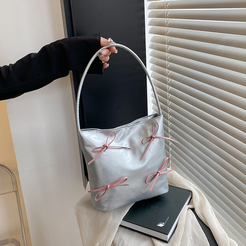 Free Delivery Designer Bag Large Capacity For Women 2025 Simple And Versatile Bow Shoulder Texture Bucket Commuter Tote Bag Luxury Bag