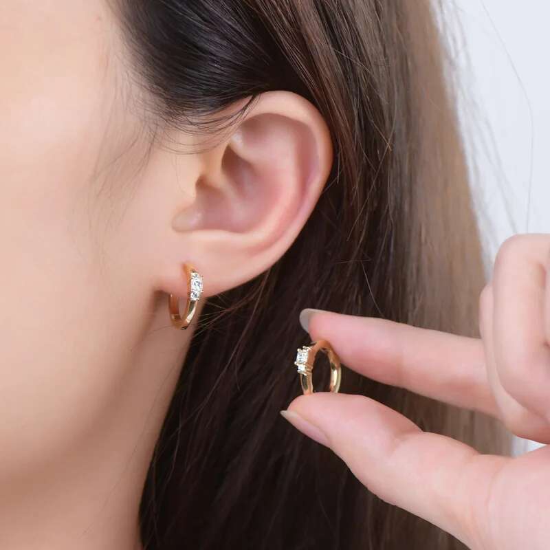 Moissanite Hoop Earrings for Women 2.5mm Round Women Moissanite Hoop Earrings Luxury Yellow Womens Moissanite Hoop Earring 2023