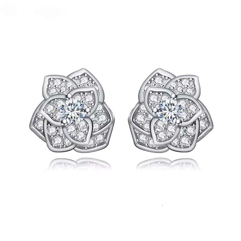 Rotimi Fashion Statement Rose Cube Zircon Champagne Gold Plated Earrings for Women's Brincos
