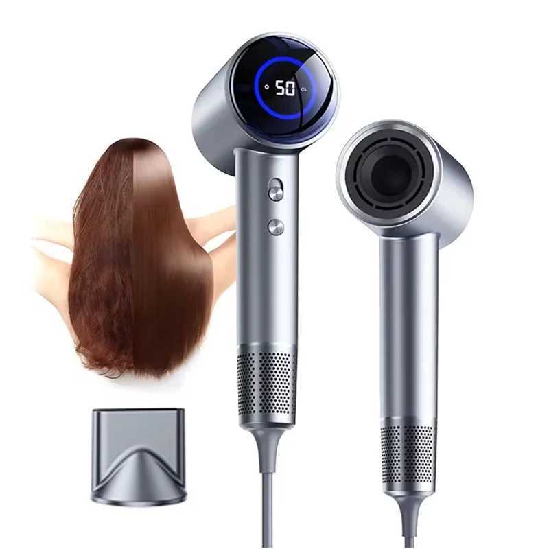 Light Weight High Speed Hair Blower Portable Negative Ion Blow Dryer With Lcd Display Hair Dryer Paper Neck Barber Wig Band z250520