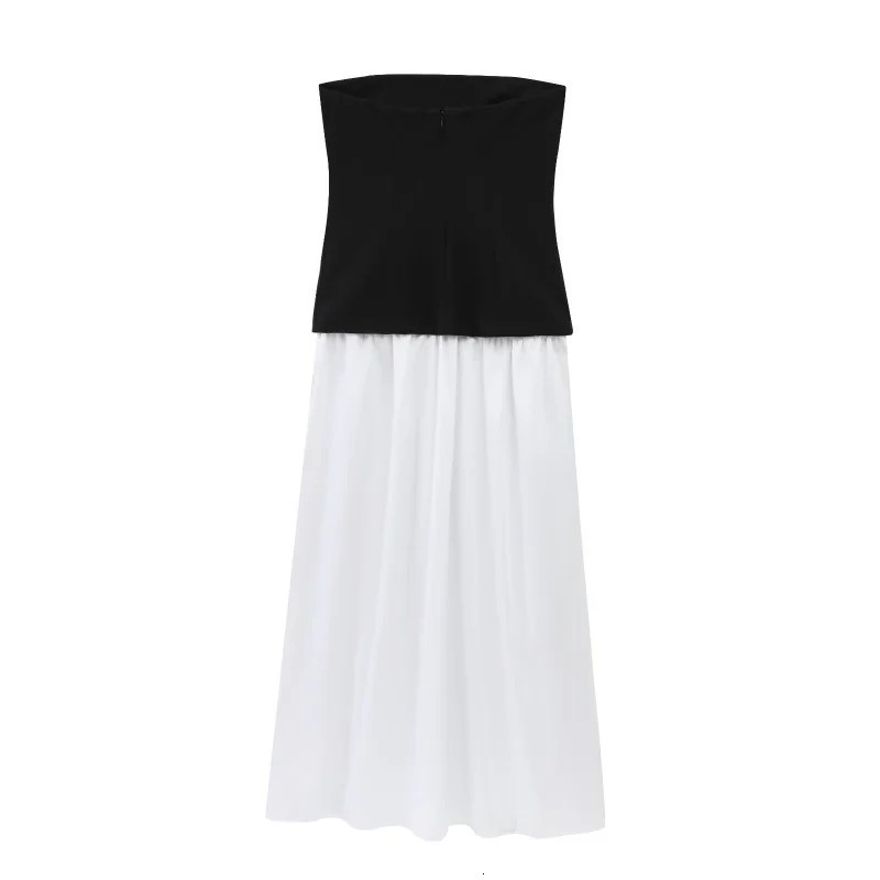 TRAF Womens Spring collection Elegant fashion party dress color contrast patchwork sexy strapless 250520
